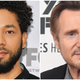 Jussie Smollett attends the 2018 Fox Network Upfront on May 14, 2018 in New York City; Liam Neeson attends the screening of ‘The Ballad of Buster Scruggs’ during the 56th New York Film Festival on October 4, 2018 in New York City.